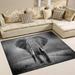 Wellsay Animal Elephant Non Slip Area Rug for Living Dinning Room Bedroom Kitchen 4 x 5 (48 x 63 Inches) Black and White Elephant Nursery Rug Floor Carpet Yoga Mat