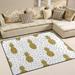 Wellsay Pineapples in Gold Glitter on Black and White Dots Non Slip Area Rug for Living Dinning Room Bedroom Kitchen 4 x 5 (48 x 63 Inches) Tropical Pineapple Nursery Rug Floor Carpet Yoga Mat