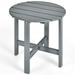 Gymax 18 Patio Round Side End Coffee Table Wooden Slat Garden Deck Grey