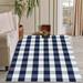 iOhouze Outdoor Rugs Buffalo Plaid Navy and White 3 x5 Area Rug Cotton Woven Washable Indoor Outdoor Rug Farmhouse/Living Room/Bedroom/Kitchen Rug Retro Lattice Checkered Rug