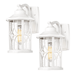 2-PACK White Outdoor Wall Sconce Lights Modern Farmhouse Outdoor Porch Lights for House Die-Cast Aluminum in White Finish Seeded Glass Shade