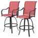 LeCeleBee Patio Swivel Bar Stools Set of 2 Outdoor Bar Height Texteline Bistro Chairs with Armrest for Garden Lawn Deck(Red)