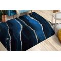 Navy Blue Marble Rug Luxury Marble Rug Blue Rug Modern Rugs Indoor Rug Thin Rug Customs Rug Non-Slip Carpet Office Rug Silver Rug 2.6 x6.5 - 80x200 cm