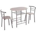 RUNFAYBIU 3 Piece Dining Set Compact 2 Chairs and Table Set with Metal Frame and Bistro Pub Breakfast Space Saving for Apartment and Kitchen (Natural & Black)