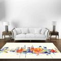 City Rug Watercolor City Silhouette Rugs Landscape Rugs Classic Rugs Office Decor Rugs Modern Rugs Machine Washable Rug Large Rug 2.3 x3.3 - 70x110 cm