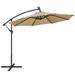 Alden Design 10FT Patio Offset Umbrella with 32 LED Lights Crank & Cross Base for Outdoor Tan