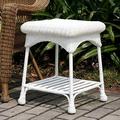 Stylish Outdoor White Wicker Patio Side Table Fashionable Furniture Choice Garden Accent Piece