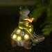 Solar Frog Riding Turtle Statue Light for Garden Decor - Easter Decorations Outdoor Indoor Solar Fairy Ornaments for Patio Yard Balcony Ornament