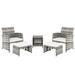 SYTHERS 5 PCS Patio Set Outdoor Wicker Furniture Sets Modern Rattan Chair Conversation Sets with Coffee Table & Footstool for Yard and Bistro Gray