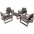 Aluminum Patio Furniture Set 5 Pieces Outdoor Patio Sectional Conversation Set with Coffee Table 4 Padded Cushion Armchair All-Weather Outdoor Furniture Set for Backyard Balcony - 4 Armchair