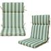 LIHONG Outdoor Patio High Back Chair Cushions Replacement Adirondack Chair Foam Cushions 44.5 Ã—20.5â€œ Box Edged Set of 2 Green Mixed Stripe