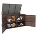 IVV Outdoor Wicker Storage Box Patio Rattan Deck Box with Double Doors & Shelf All Weather Patio Furniture Storage Organizer for Storing Tools Accessories and Toys (Brown 104 Gallon)