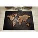 Abstract World Map Rugs Colorful Rugs Black Map Rug Hallway Rugs Modern Map Rug Modern Map Rug Non Slip Rug Outdoor Rugs Brown Map 2.6 x6.5 - 80x200 cm