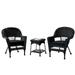 Afuera Living 3 Piece Wicker Conversation Set with Black Cushions