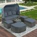 Outdoor Daybed Sunbed SYNGAR 6 Piece Patio Wicker Furniture Set with Canopy and Ottomans Cushioned Conversation Set PE Rattan Sectional Sofa Set for Pool Garden Backyard Lawn Gray D6942