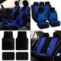 FH Group FH Travel Master Car Seat Covers for Auto Complete Seat Covers Set with Black Carpet Floor Mats Blue Black