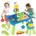Yexmas Sand Water Table for Toddlers Sand Table and Water Play Table Kids Table Activity Sensory Play Table Beach Sand Water Toy 37 Pcs Accessories Outdoor Backyard for Baby Kids Children Gift
