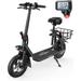 LIHONG C1/C1 Pro Electric Scooter with Seat 450W Powerful Motor up to 22/25 Miles Range Foldable Electric Scooter for Adults Max Speed 15.5/18.6 Mph Electric Scooter for Commuting with Basket