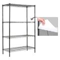 TiaGOC 4-Shelf Shelving Unit with Shelf Liners Set of 4 Adjustable Metal Wire Shelves 150lbs Loading Capacity Per Shelf Shelving Units and Storage for Kitchen and Garage (30W x 14D x 47H) Black