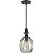 YGDU 61093 1 Light Transitional Design Hanging Mini Pendant Ceiling Light with Metal Wire Shade Matte Black Finish 8 Wide