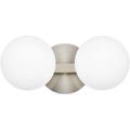 Bathroom Vanity Light Fixtures Modern 2 Lights Globe Wall Sconce Lighting Brushed Nickel Porch Wall Mount Light Fixture for Bathroom Mirror Cabinets Hallway Stairs (Brushed Nickel 2-Light)