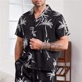 Men's Plus Size Summer Hawaiian Shirt Big and Tall Coconut Tree Turndown Print Short Sleeve Spring Summer Tropical Fashion Hawaiian Outdoor Street Tops