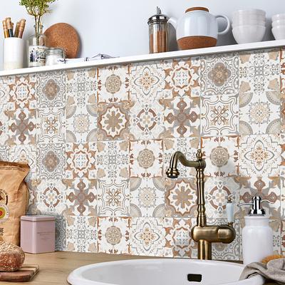 24/48pcs Tile Stickers Waterproof Creative Kitchen Bathroom Living Room Self-adhesive Wall Stickers Waterproof Nordic Style Tile Stickers