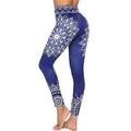 Women's Active Tights Pants Trousers Flower Print Full Length Micro-elastic High Waist Active Casual Yoga Casual Wine Black S M Summer Fall