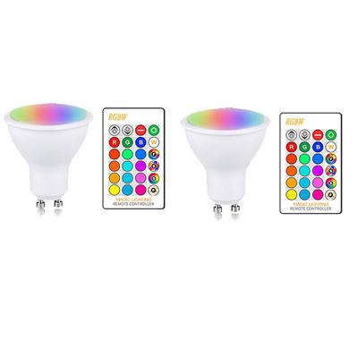 6pcs 2pcs RGBW Color Changing Smart LED Light Bulb GU10 5W Dimmable Lamp with IR Controller for Home Bar Party Ambiance Lighting 85-265V