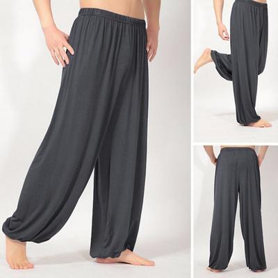 Men's Summer Pants Baggy Pants Beach Pants Harem Pants Boho Pants Elastic Waist Flowy Solid Color Comfort Breathable Casual Daily Beach Hippie Yoga Black White Micro-elastic