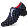 Men's Oxfords Derby Shoes Party Heels Party Collections Height Increasing Shoes Casual Christmas Party Evening Xmas PU Lace-up Black Red Blue Spring Fall