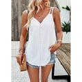 Tank Top Camisole Women's Black White Pink Plain Quarter Zip Casual Fashion V Neck Regular Fit S