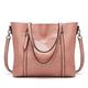 Women's Tote Shoulder Bag Shoulder Strap Tote Top Handle Bag PU Leather Daily Zipper Solid Color Wine Black Pink