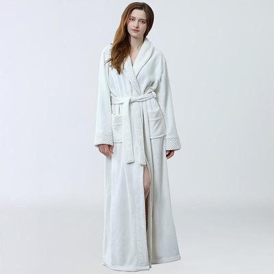 Women Fleece Shawl Collar Bathrobe,Plushed Bathrobe Long Robe Fleece - Plush Long Robefor wedding