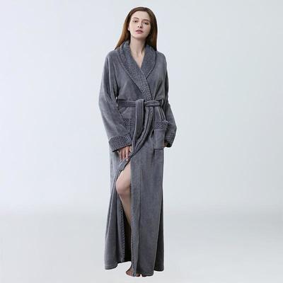 Women Fleece Shawl Collar Bathrobe,Plushed Bathrobe Long Robe Fleece - Plush Long Robefor wedding