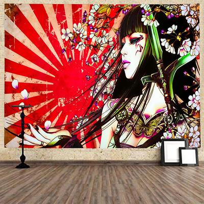Japanese Style Wall Tapestry Art Decor Blanket Curtain Hanging Home Bedroom Living Room Decoration Polyester