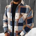 Men's Flannel Shirt Shirt Jacket Shacket Brown Dark Gray Long Sleeve Tartan Turndown Spring Fall Street Daily Clothing Apparel Button-Down