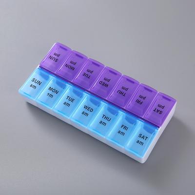 1pc Pill Box Medicine Storage Box Open Lid To Separate Pill Box Pill Container 14 Compartments A Week's Dose In The Morning And Afternoon Travel Pill Case