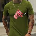 Mens Graphic Shirt Pig Cartoon 3D For Birthday Green Winter Cotton Animal Prints Black Pink Navy Blue Tee Blend Casual Short Sleeve