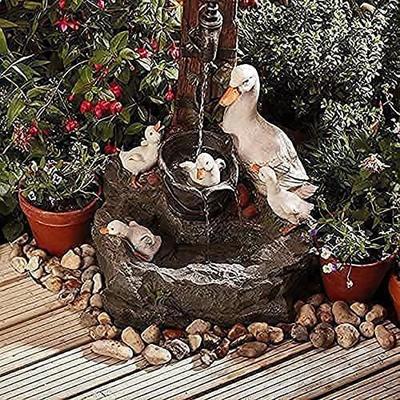Duck Family Patio Statue, Cute Resin-Duck Animal Sculpture, Animal Garden Statue Decoration, Patio Yard Lawn Ornaments, Creative Resin Outdoor Sculpture, Gifts for Family and Friends