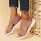 Women's Sandals Flat Sandals Plus Size Office Daily Indoor Solid Color Summer Flat Heel Open Toe Sporty Casual Minimalism Elastic Fabric Elastic Band Black Pink Grey