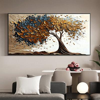 Handmade Oil Painting Canvas Wall Art Decor Original life Tree Abstract Landscape Painting for Home Decor With Stretched Frame/Without Inner Frame Painting