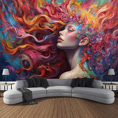 Graffiti Woman Hanging Tapestry Wall Art Large Tapestry Mural Decor Photograph Backdrop Blanket Curtain Home Bedroom Living Room Decoration