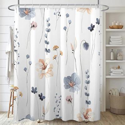 Flower Shower Curtain Home Waterproof Mildew-Proof Shower Curtain Bathroom Partition Shower Curtain - Includes 12 Hooks