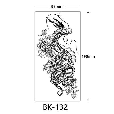 cross-border exclusive sketch flower tattoo stickers sketch tattoo stickers rose flower black and white flower tattoo