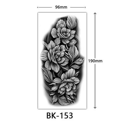 cross-border exclusive sketch flower tattoo stickers sketch tattoo stickers rose flower black and white flower tattoo