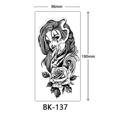 cross-border exclusive sketch flower tattoo stickers sketch tattoo stickers rose flower black and white flower tattoo