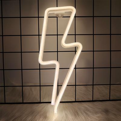LED Neon Sign Light Lightning Shape Night Light Christmas Halloween Party Decoration Gift USB or Battery Operated Wall Décor
