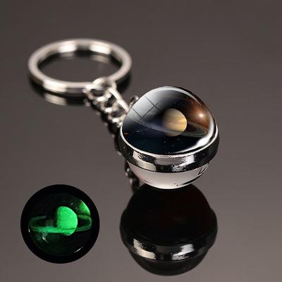 Moon Keychain Solar System Planet Keyrings Galaxy Nebula Space Keychain Earth Sun Mars Jupiter Saturn Picture Double Side Glass Ball Key Chain