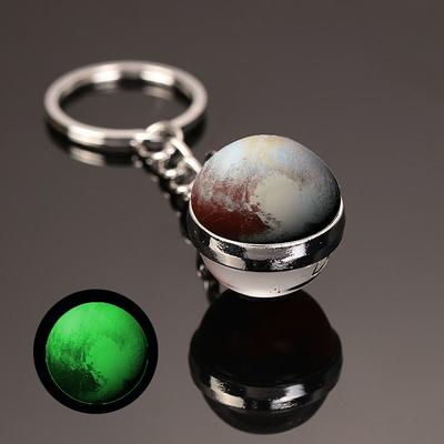 Moon Keychain Solar System Planet Keyrings Galaxy Nebula Space Keychain Earth Sun Mars Jupiter Saturn Picture Double Side Glass Ball Key Chain